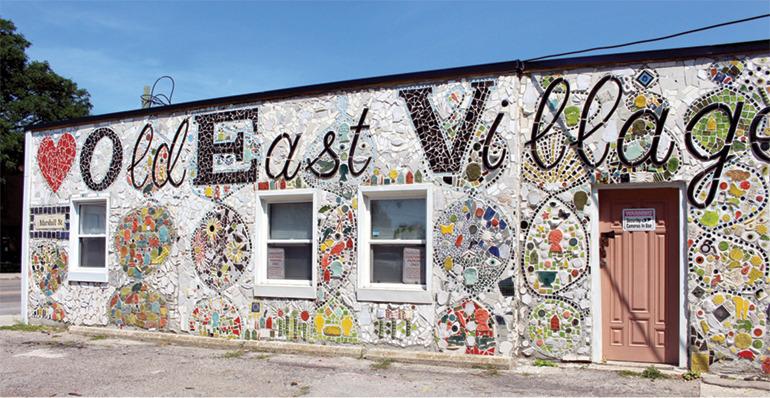 Old East Village tile wall mural