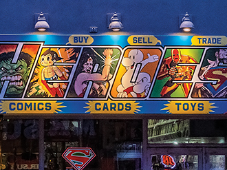 Heroes store sign