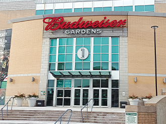 An exterior photo of Budweiser Gardens.